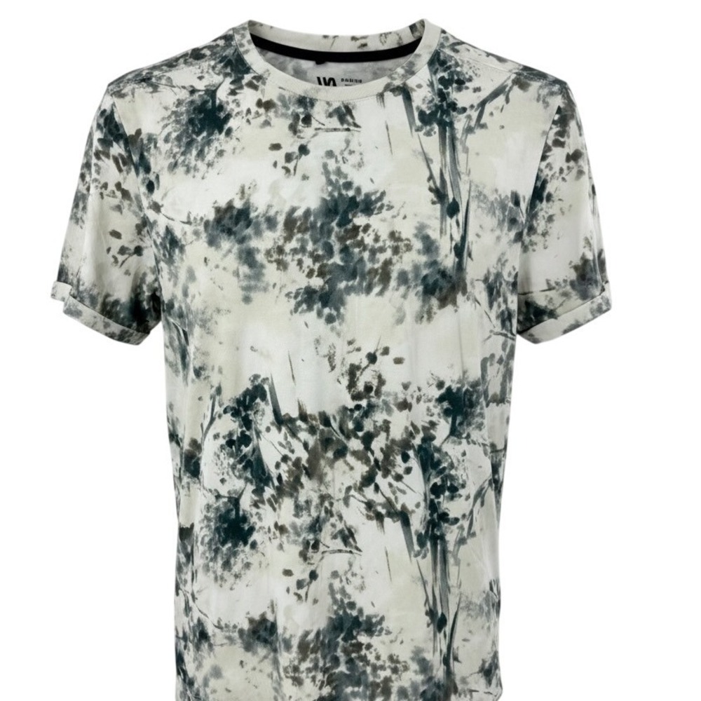VRST Mens Abstract Print‎ T-Shirt Medium Modal Cotton Blend Gray Tan